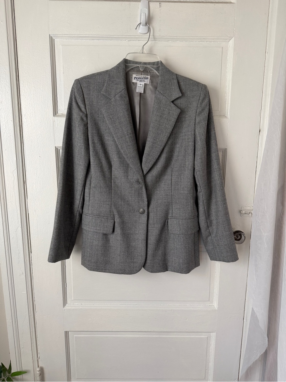 Pendleton 100% Wool Gray Women's Blazer Jacket Tailored Preppy Classic USA Made